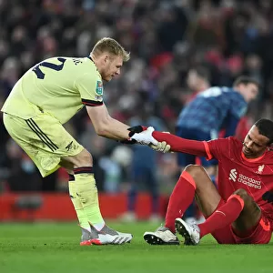 Rivalry Revisited: Ramsdale Comforts Matip Amid Tense Carabao Cup Semi-Final