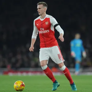 Rob Holding (Arsenal). Arsenal 0: 2 Southampton. EFL Cup. Quarter Final. Emirates Stadium Rob Holding (Arsenal). Arsenal 0: 2 Southampton. EFL Cup. Quarter Final. Emirates Stadium