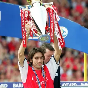 Robert Pires Celebrates FA Premiership Title Win with Arsenal at Highbury, 2002 Robert Pires Celebrates FA Premiership Title Win with Arsenal at Highbury, 2002