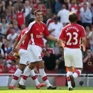 Robin van Perise celebrates scoring Arsenals 4th goal his 2nd