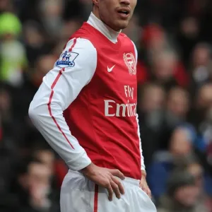 Robin van Persie in Action for Arsenal against Blackburn Rovers, Premier League 2011-12