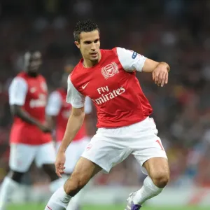Robin van Persie in Action for Arsenal against Olympiacos, UEFA Champions League 2011-12