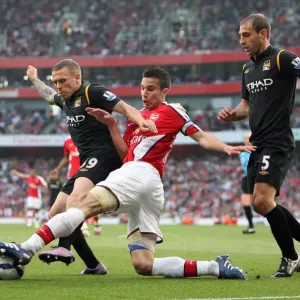 Robin van Persie (Arsenal) Craig Bellamy and Pablo Zabaleta (Man City)