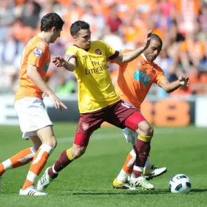 Robin van Persie (Arsenal) Craig Cathcart and Jason Puncheon (Blackpool)