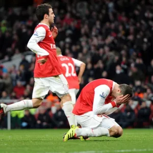Robin van Persie (Arsenal) reacts to missing from the penalty spot. Arsenal 3 Robin van Persie (Arsenal) reacts to missing from the penalty spot. Arsenal 3