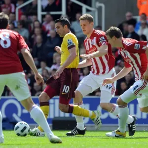 Robin van Persie (Arsenal) Robert Huth and Ryan Shawcross (Stoke). Stoke City 3: 1 Arsenal
