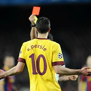 Robin van Persie (Arsenal) is shown the red card. Barcelona 3: 1 Arsenal