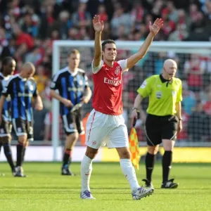 Robin van Persie Celebrates Arsenal's Victory over Stoke City: 3-1