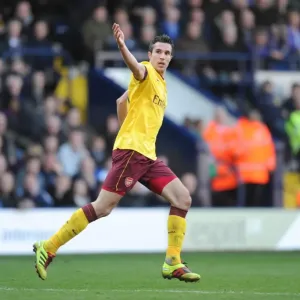 Robin van Persie celebrates scoring the 2nd Arsenal goal. West Bromwich Albion 2
