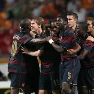 Robin van Persie celebrates scoring the Arsenal goal with William Gallas Robin van Persie celebrates scoring the Arsenal goal with William Gallas