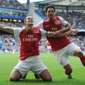 Robin van Persie and Mikel Arteta: Celebrating Arsenal's Five-Goal Blitz Against Chelsea (2011-12)