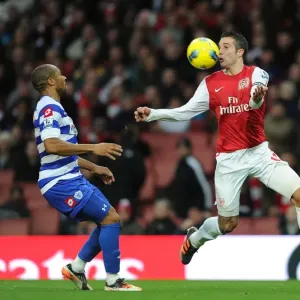 Robin van Persie Outmaneuvers Danny Gabbidon: Arsenal vs. Queens Park Rangers, Premier League, 2011-12