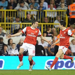 Robin van Persie and Samir Nasri: Unstoppable Arsenal Duo Celebrate Dramatic Equalizer vs. Tottenham Hotspur