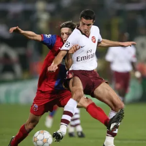Robin van Persie Scores for Arsenal in 0:1 Win over Steaua Bucharest, UEFA Champions League, Group H, 2007 Robin van Persie Scores for Arsenal in 0:1 Win over Steaua Bucharest, UEFA Champions League, Group H, 2007