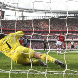 Robin van Persie shoots past Shay Given from the penalty Robin van Persie shoots past Shay Given from the penalty