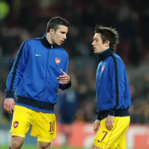 Robin van Persie and Tomas Rosicky (Arsenal). Barcelona 3: 1 Arsenal. UEFA Champions League