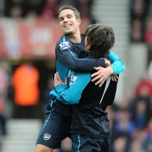 Robin van Persie and Tomas Rosicky: Celebrating a Goal for Arsenal against Stoke City (2011-12)
