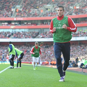 Robin van Persie Warming Up: Arsenal's 3-1 Victory Over Stoke City in the Premier League (2011)