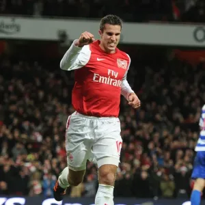 Robin van Persie's Goal Celebration: Arsenal vs. Queens Park Rangers (Premier League, 2011-12)
