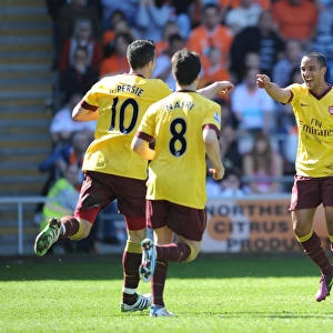 Robin van Persie's Stunner: Theo Walcott and Samir Nasri Celebrate Arsenal's 3-1 Win Over Blackpool