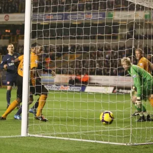 Ronald Zubar deflects the ball past Wolves goalkeeper Ronald Zubar deflects the ball past Wolves goalkeeper