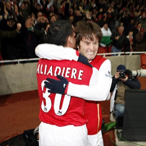 Rosicky and Aliadiere: Celebrating Arsenal's 2-1 Victory Over Wigan Athletic