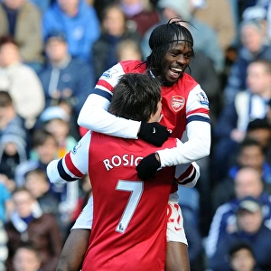 Rosicky and Gervinho Celebrate Arsenal's Winning Goals Against West Bromwich Albion (2013)