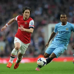 Rosicky Outmaneuvers Fernandinho: Arsenal vs Manchester City, Premier League 2013/14