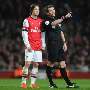Rosicky vs. Probert: A Moment of Dispute during Arsenal vs. Swansea City (2013-14)