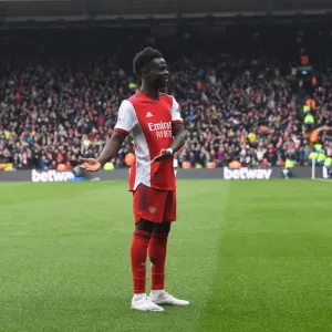 Saka and Martinelli Celebrate Arsenal's Victory: Watford vs Arsenal, Premier League 2021-22 Saka and Martinelli Celebrate Arsenal's Victory: Watford vs Arsenal, Premier League 2021-22