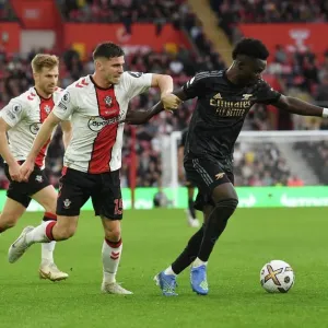 Saka vs Perraud: A Footballing Battle in the Southampton vs Arsenal Premier League Clash (2022-23)