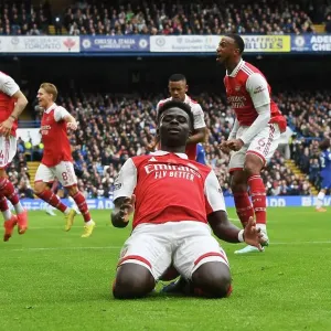 Saka's Celebration: Arsenal's Winning Goal Against Chelsea in the 2022-23 Premier League