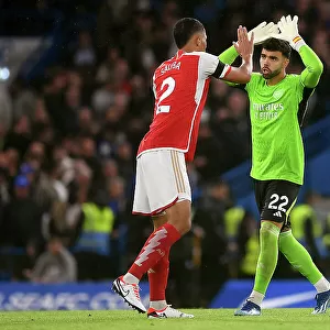 Saliba and Raya Share a Moment: Chelsea vs. Arsenal, Premier League 2023-24