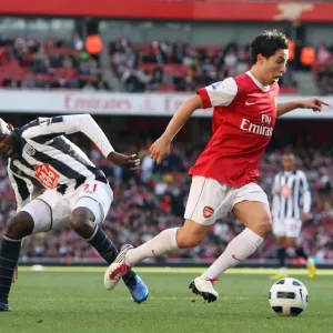 Samir Narsi (Arsenal) beats Youssouf Mulumbu (WBA) on his way to scoring Arsenals 1st goal Samir Narsi (Arsenal) beats Youssouf Mulumbu (WBA) on his way to scoring Arsenals 1st goal
