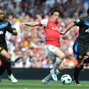 Samir Nasri (Arsenal) Fabio and Anderson (Man United). Arsenal 1: 0 Manchester United