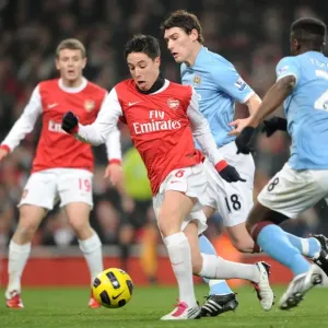 Samir Nasri (Arsenal) Gareth Barry and Kolo Toure (Man City). Arsenal 0: 0 Manchester City