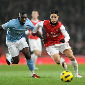 Samir Nasri (Arsenal) vs Micah Richards (Manchester City) Print Samir Nasri (Arsenal) vs Micah Richards (Manchester City) Print