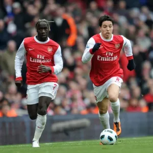 Samir Nasri and Bacary Sagna (Arsenal). Arsenal 0: 0 Sunderland. Barclays Premier League