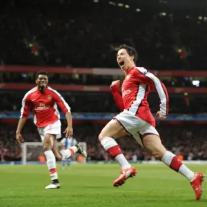 Samir Nasri celebrates with Nicklas Bendtner and Emmanuel Eboue Print Samir Nasri celebrates with Nicklas Bendtner and Emmanuel Eboue Print