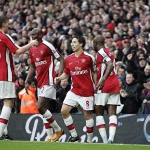 Samir Nasri celebrates scoring Arsenals 1st goal with
