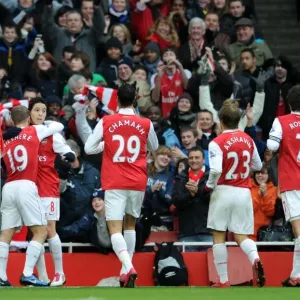 Samir Nasri celebrates scoring Arsenals 1st goal with his team mates Samir Nasri celebrates scoring Arsenals 1st goal with his team mates