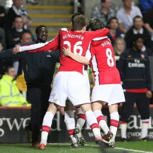 Samir Nasri shoots celebrates scoring the 3rd Arsenal