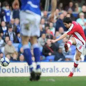 Samir Nasri shoots past Birmingham goalkeeper Joe Hart to score the Arsenal goal