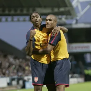 Sanchez Watt and Jay Simpson: Celebrating Arsenal's First Goal in Pre-Season Friendly against Huddersfield (August 6, 2008) Sanchez Watt and Jay Simpson: Celebrating Arsenal's First Goal in Pre-Season Friendly against Huddersfield (August 6, 2008)