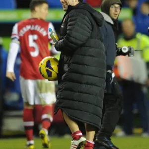 Santi Cazorla (Arsenal) with his hat trick ball. Reading 2: 5 Arsenal. Barclays Premier League