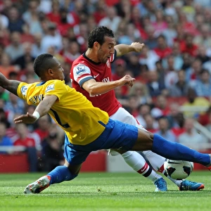 Santi Cazorla (Arsenal) Nathaniel Clyne (Soton). Arsenal 6: 1 Southampton
