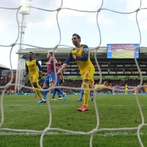 Santi Cazorla celebrates scoring Arsenals 1st goal. Crystal Palace 1: 2 Arsenal