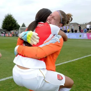 Print of Sari van Veenendaal and Alex Scott celebrating after a penalty shoot out