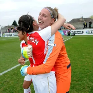 Sari van Veenendaal and Natalia Pablos Sanchon (Arsenal Ladies) celebrate after Sari van Veenendaal and Natalia Pablos Sanchon (Arsenal Ladies) celebrate after