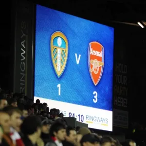 The scoreboard at Elland Road shows the final score. Leeds United 1: 3 Arsenal